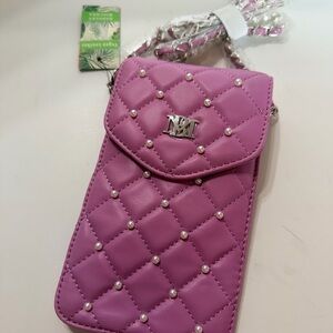 Badgley Mischka Pink Quilted Crossbody Bag
